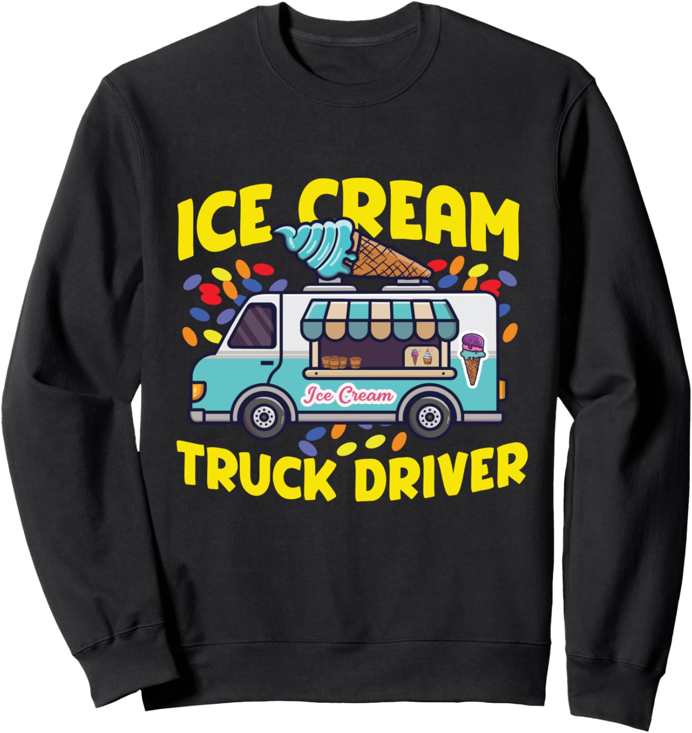 

Толстовка с дизайном водителя фургона с мороженым Ice Cream Truck Designs For Ice Cream Lovers, черный