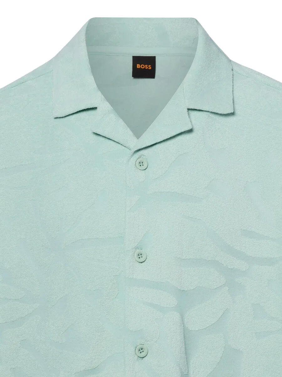 Рубашка на пуговицах BOSS Comfort fit 'We_Flower' мятного цвета — фото 3