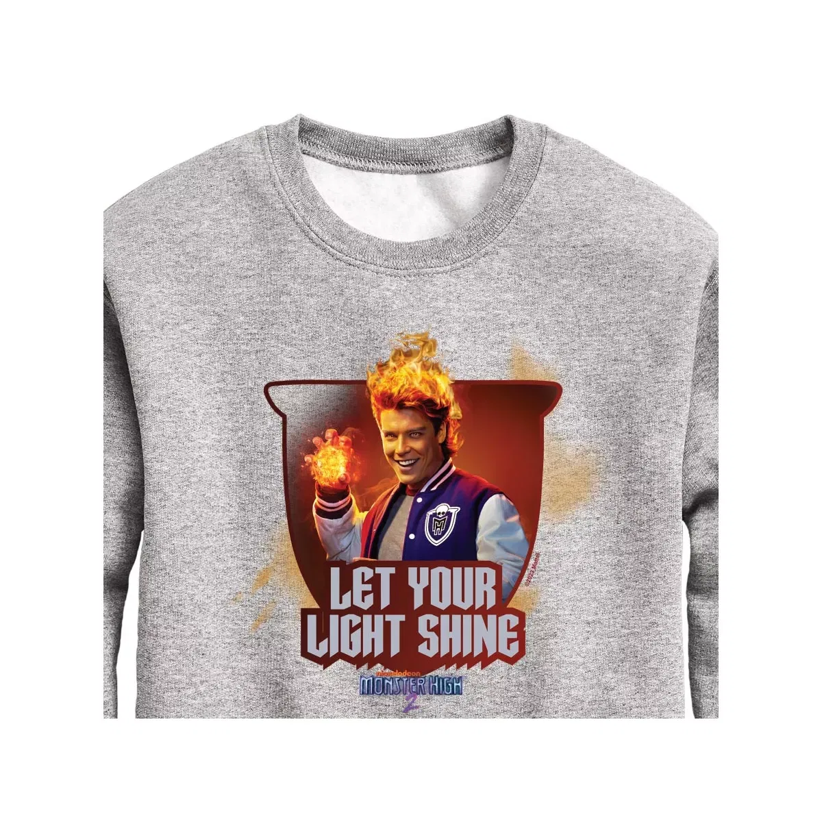 Детское худи с принтом Heath Burns Let Your Light Shine Mattel, Athletic Heather — фото 2