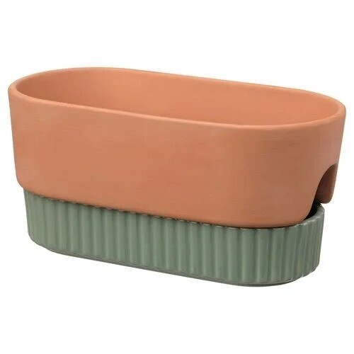 

Горшок с самополивом Ikea Daksjus, 27x13 см, терракота/зеленый
