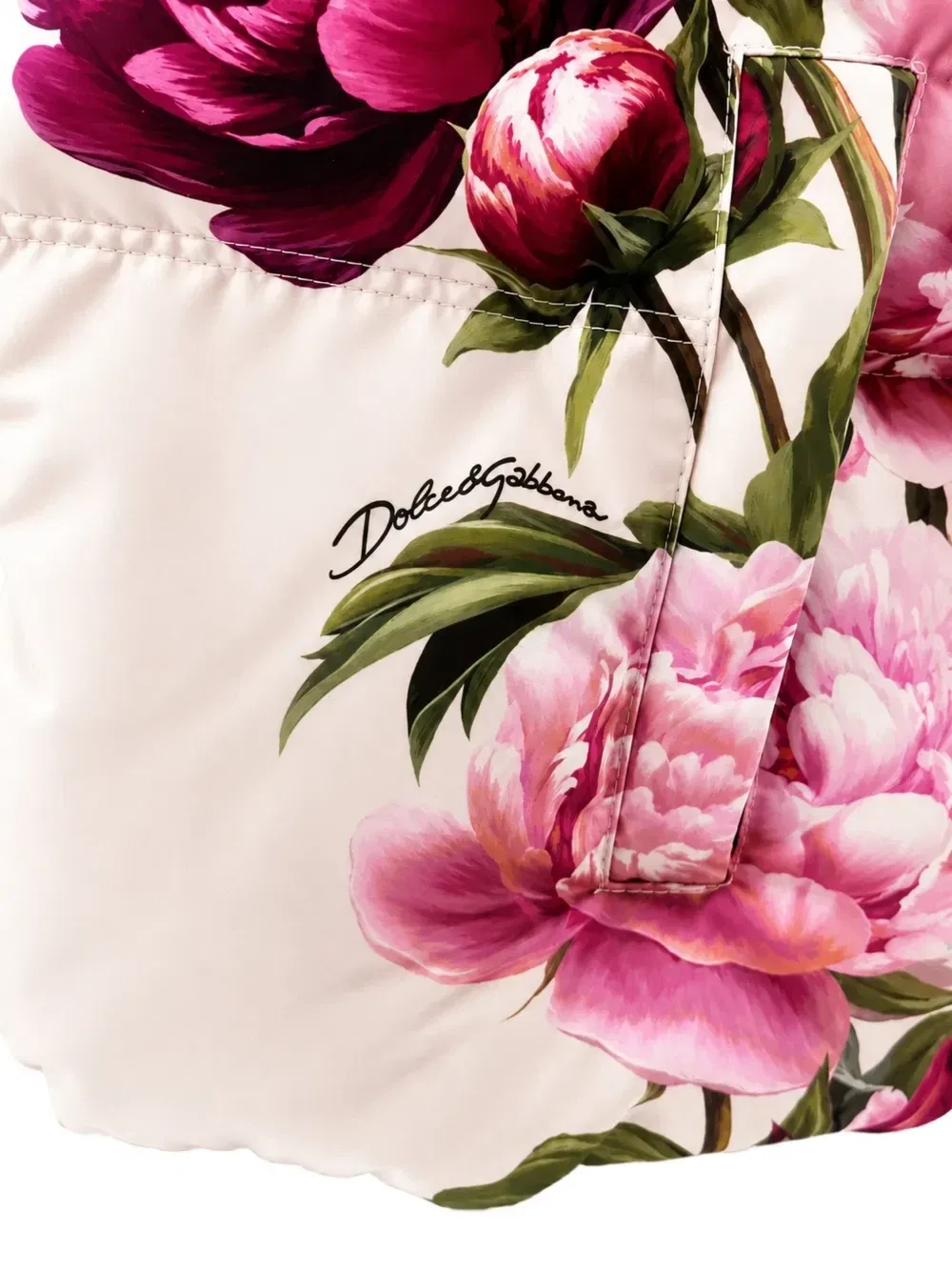 Нейлоновая куртка-пуховик с пионами Dolce & Gabbana Kids, розовый — фото 3