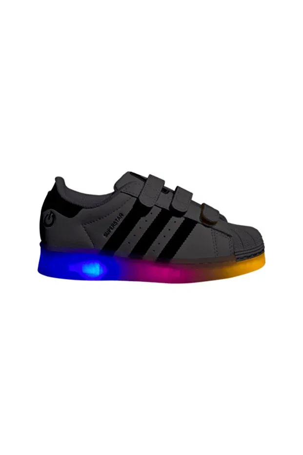 Детские кроссовки для мальчиков со светодиодами Superstar Adidas, White Lights2 — фото 4