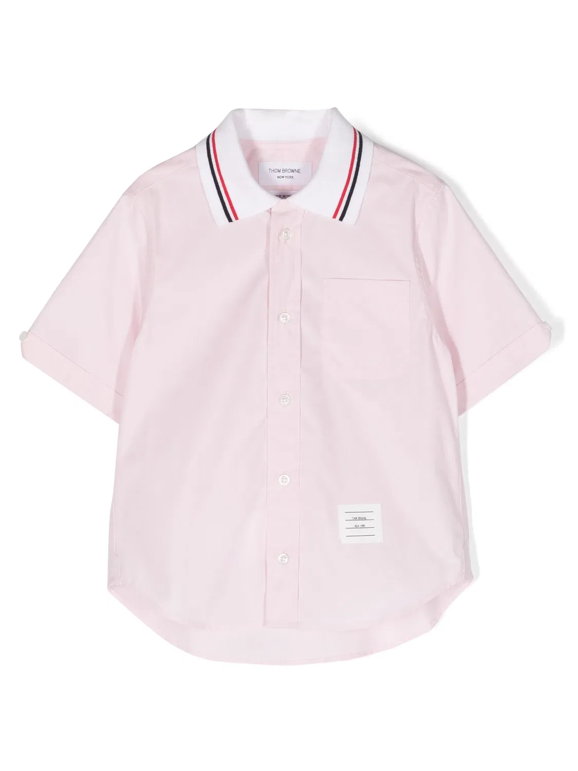 Детская рубашка-поло розовая Thom Browne, розовый