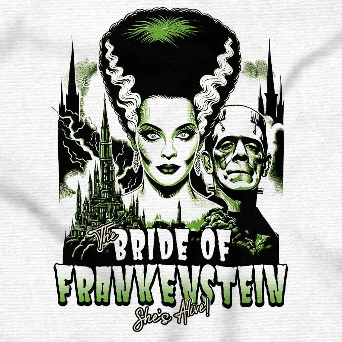 Детское боди-комбинезон с принтом Bride of Frankenstein Movie Poster Brisco Brands, White — фото 2