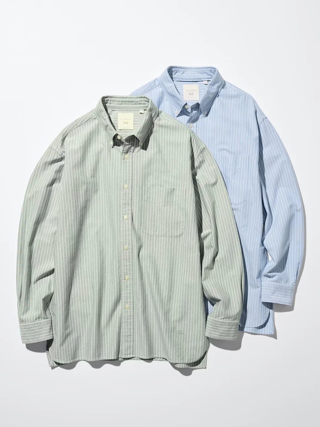 Рубашка Uniqlo, оксфордская, оверсайз, в полоску, зеленый — фото 3