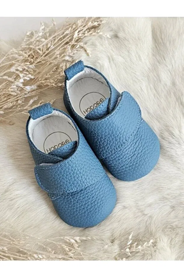 Детские ботинки для девочек кожаные Blue genuine leather velcro baby shoes Hodore, Jeans Blue — фото 2