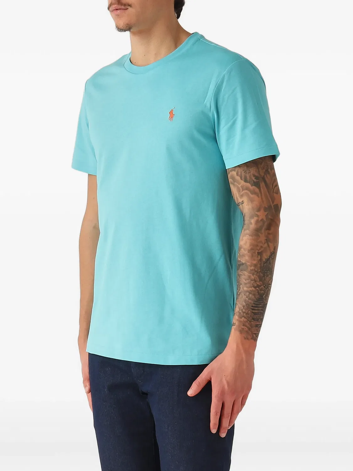 Футболка-поло Custom Slim Fit синяя Polo Ralph Lauren, синий — фото 2