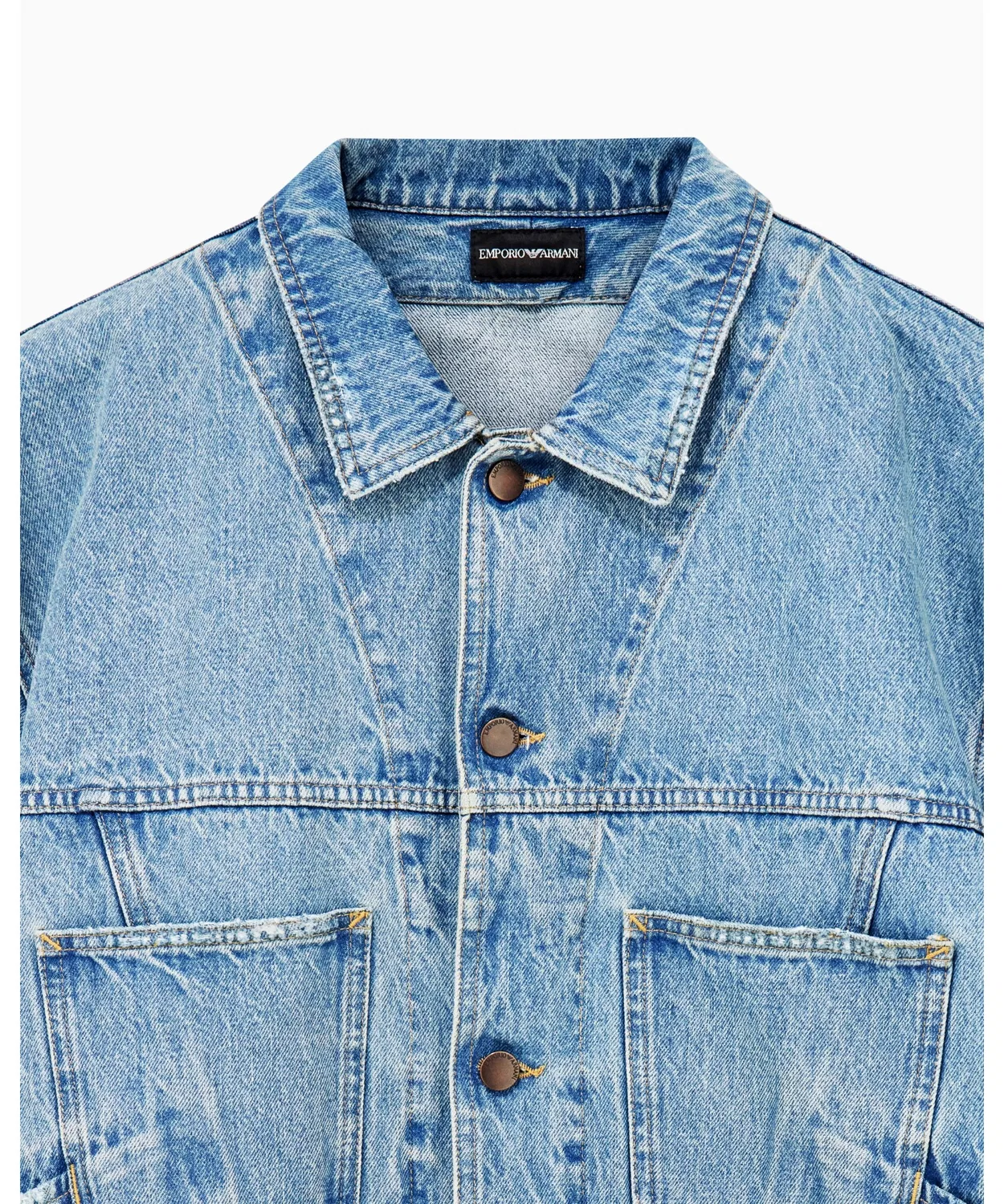 Мужская джинсовая куртка с длинным рукавом модель Regular Fit EMPORIO ARMANI, Light Blue — фото 4