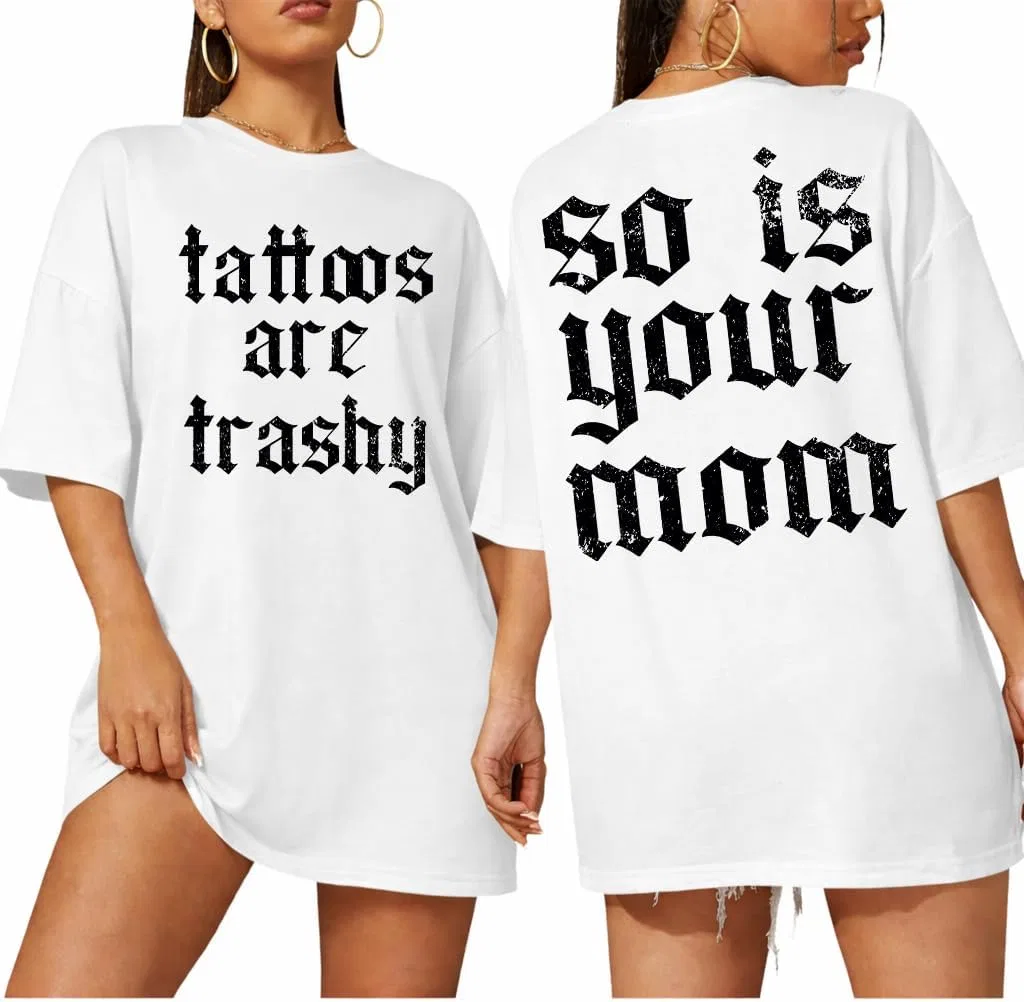 Женская футболка с принтом Letter Print Regular Fit, White — фото 2