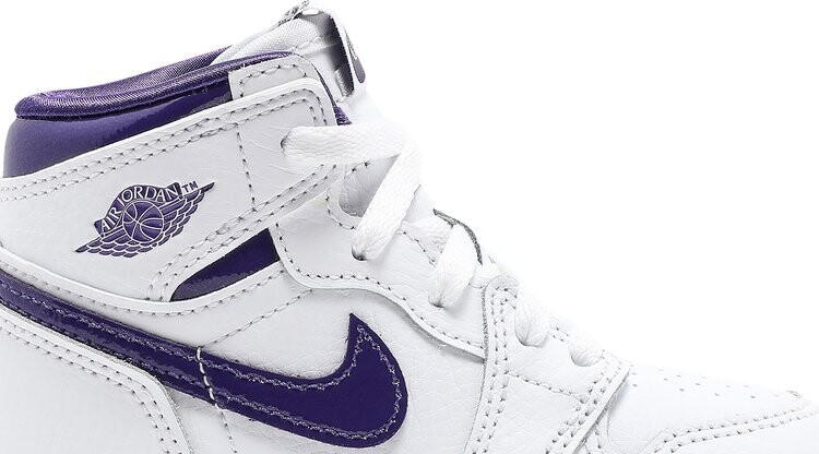 Кроссовки Air Jordan 1 Retro High OG TD Court Purple, белый — фото 2