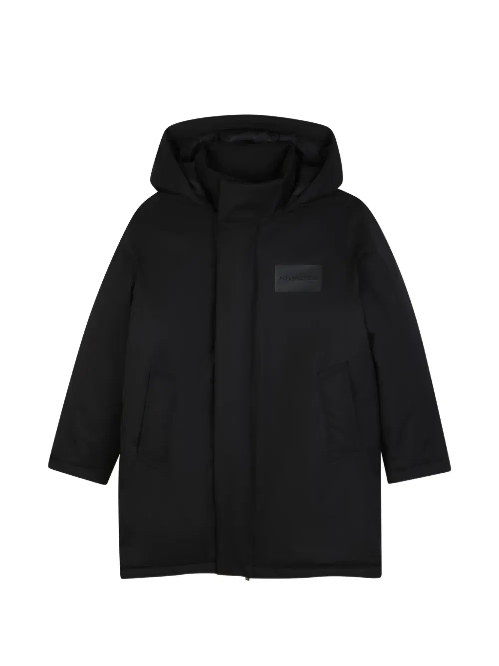 Пальто с капюшоном и нашивкой-логотипом Karl Lagerfeld Kids, черный