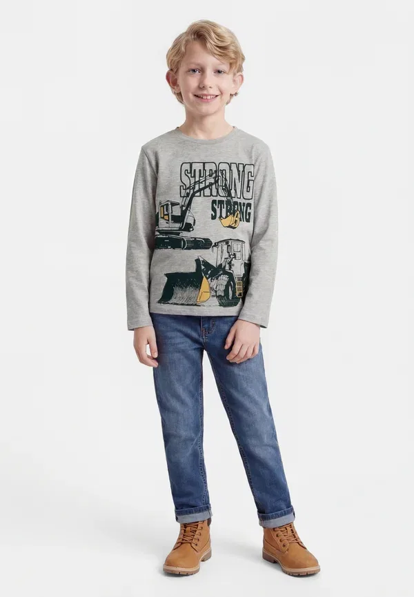 Топ с длинным рукавом хлопковый Long sleeved regular fit - long sleeved top Name It, grey melange, серый