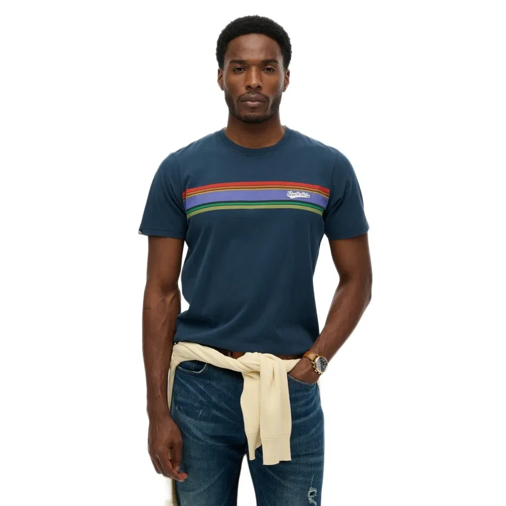 Футболка с коротким рукавом Outdoor Stripe Logo Rlxd Superdry, синий