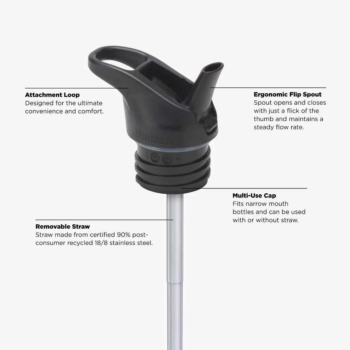 Детская бутылка для воды 355 мл из нержавеющей стали с крышкой Flip Seal Sport Leaping Unicorns Klean Kanteen, Leaping Unicorns — фото 3