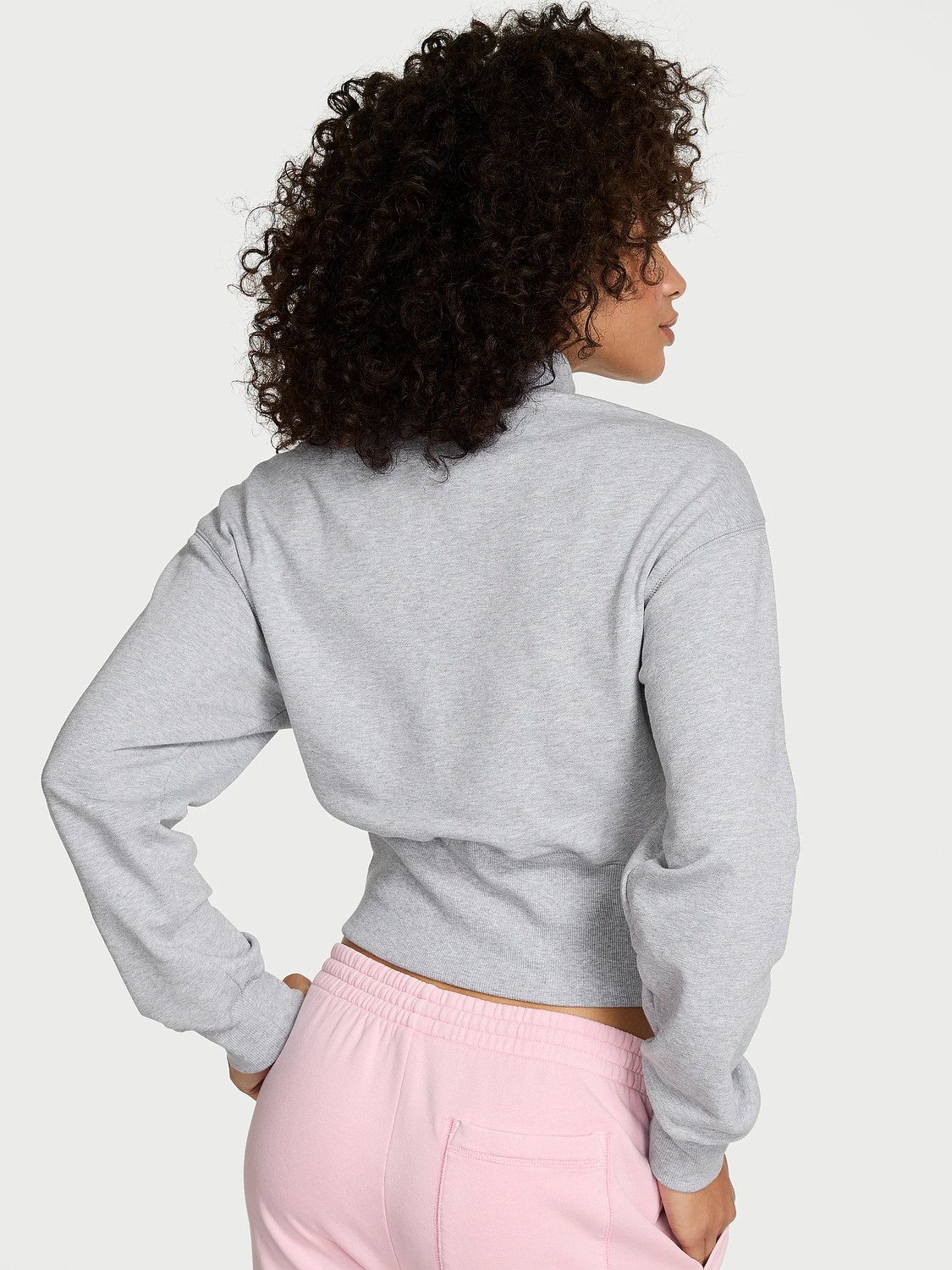 Толстовка Victoria's Secret Angel Essentials Status Terry Fitted Half-Zip, серый — фото 2