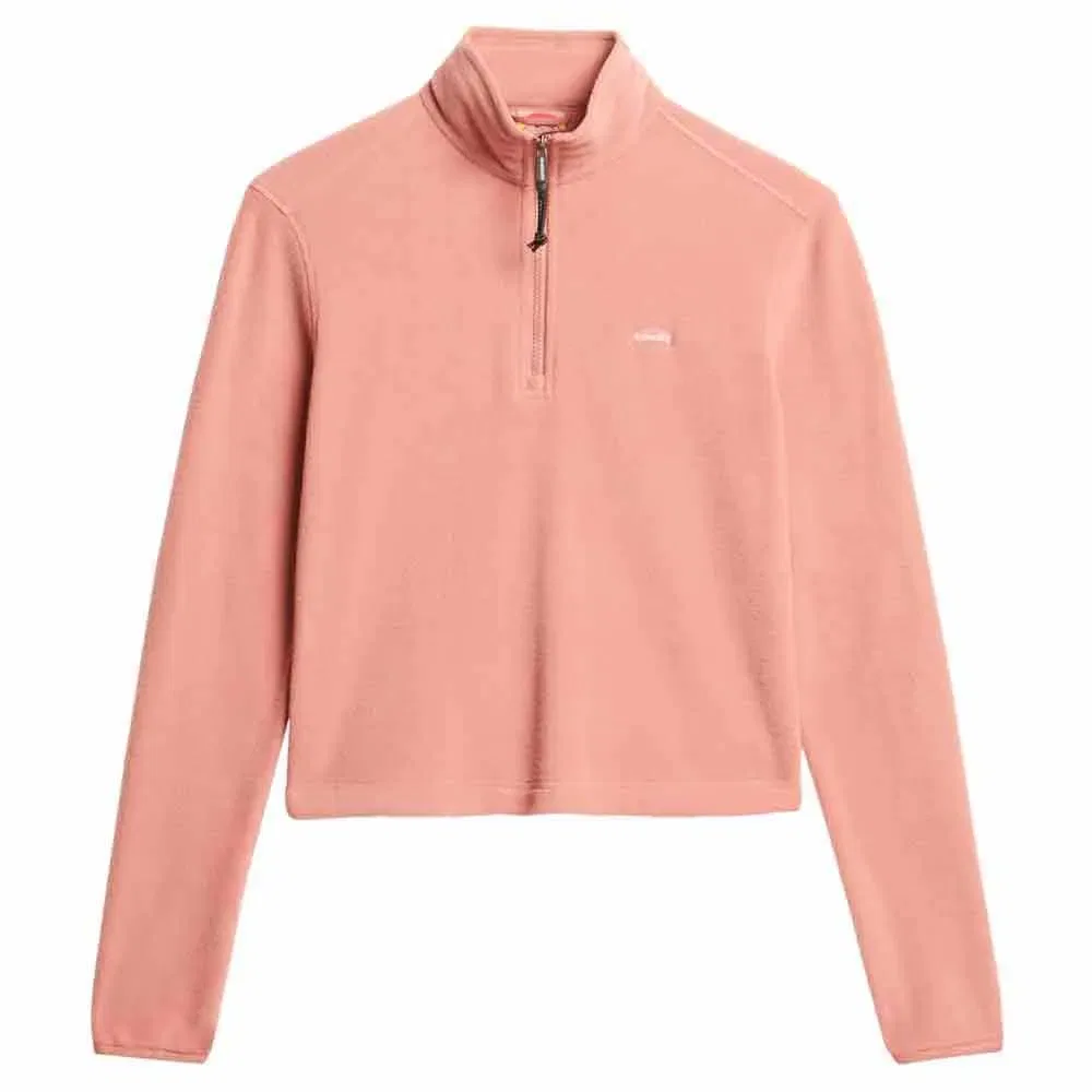 Худи на молнии Superdry Polar Fleece Crop half zip, розовый — фото 3