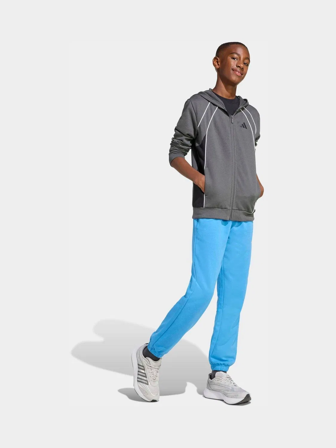 Худи с капюшоном на молнии Colourblock adidas, серый — фото 3