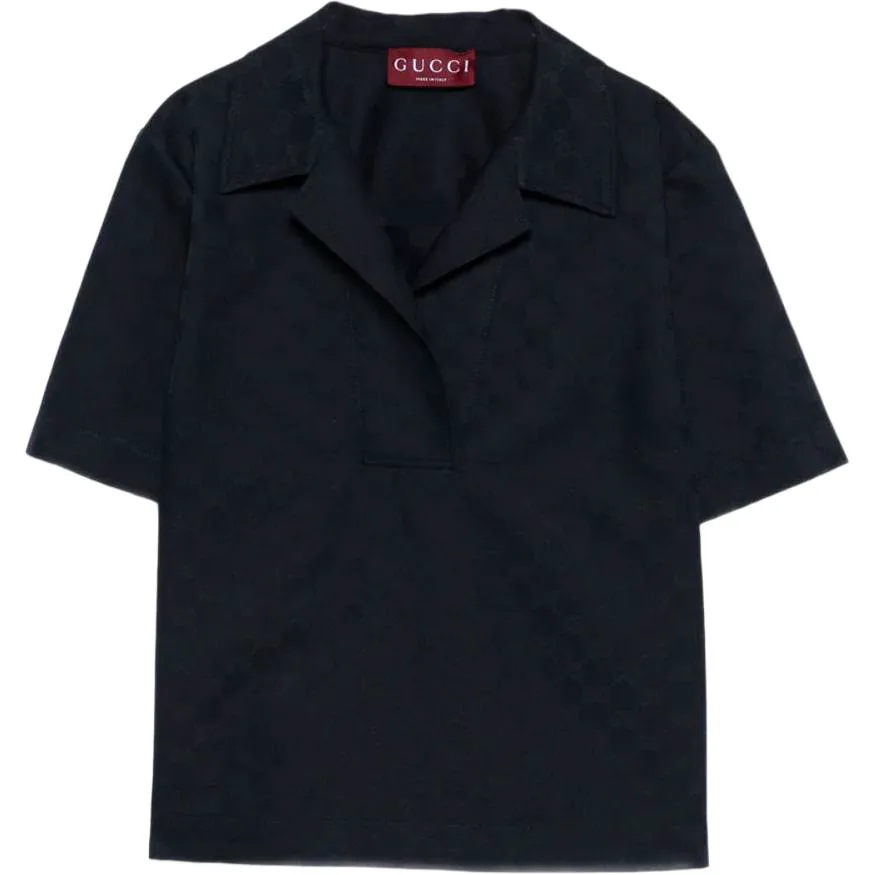 

GUCCI Футболка-поло женская Blue Polo Collar Moderate Straight Fit, Синий, GUCCI Футболка-поло женская Blue Polo Collar Moderate Straight Fit