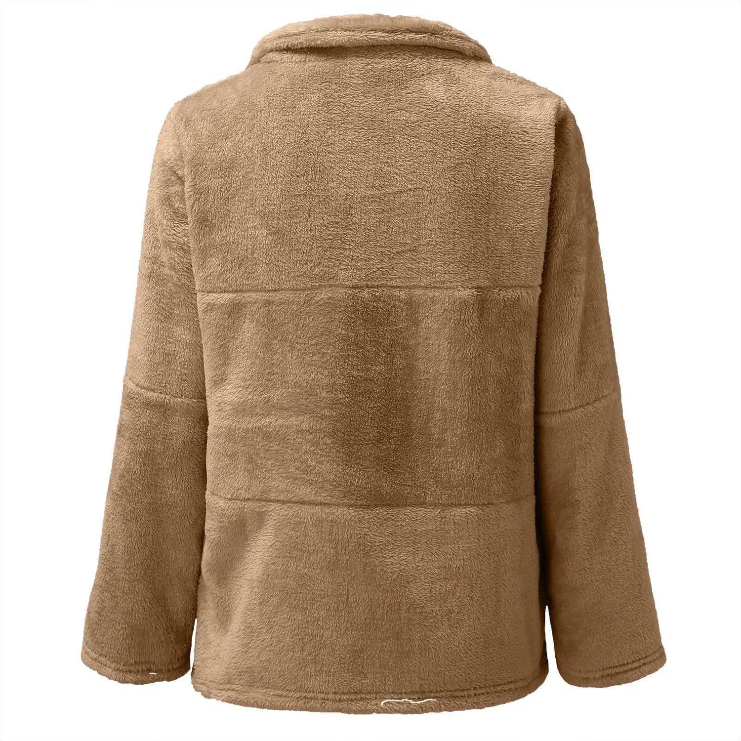 Женская куртка из искусственного меха с длинным рукавом Oversized Y2K, z03 khaki — фото 4
