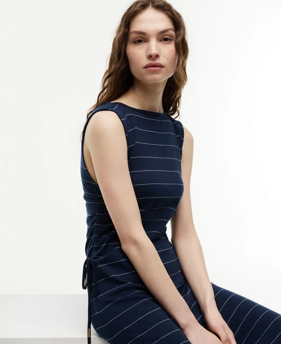Женское миди-платье с завязками и вырезом-лодочкой Tommy Hilfiger, Classy Stripe Dark Night Navy/Ecru — фото 2