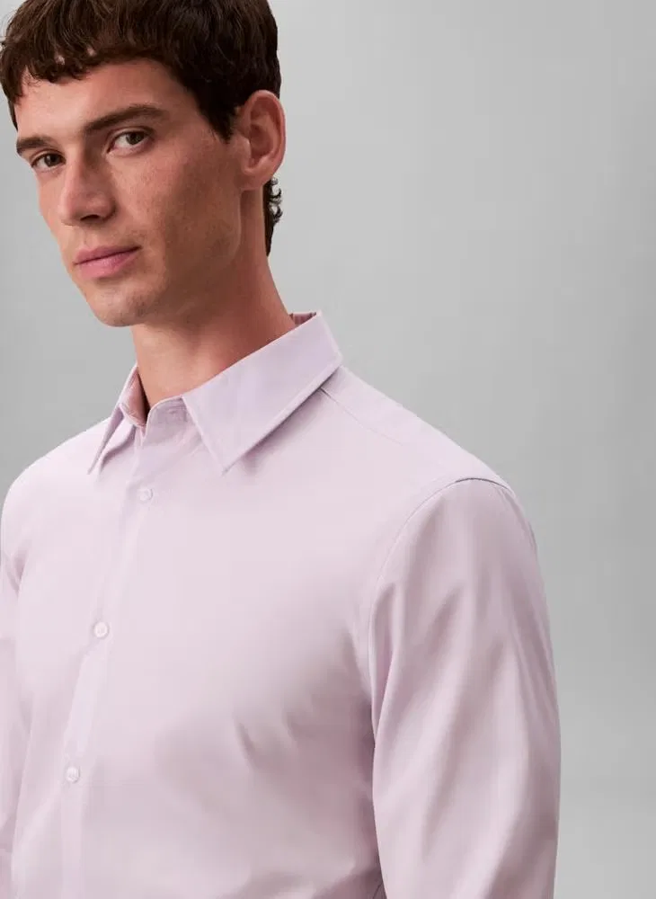 Рубашка с длинным рукавом Casual long sleeve slim fit shirt Calvin Klein, сиреневая — фото 4