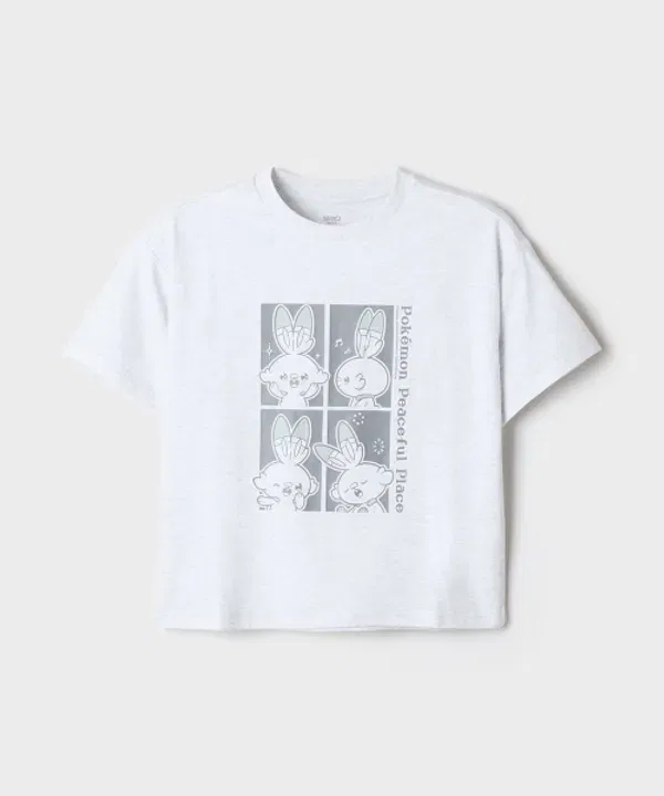 Футболка с карманом, Spao Kids, меланжевый серый — фото 2