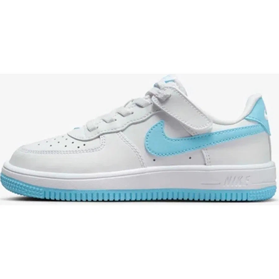 Кроссовки повседневные с липучками Air Force 1 Ps Nike, Белый Светло-Голубой — фото 2