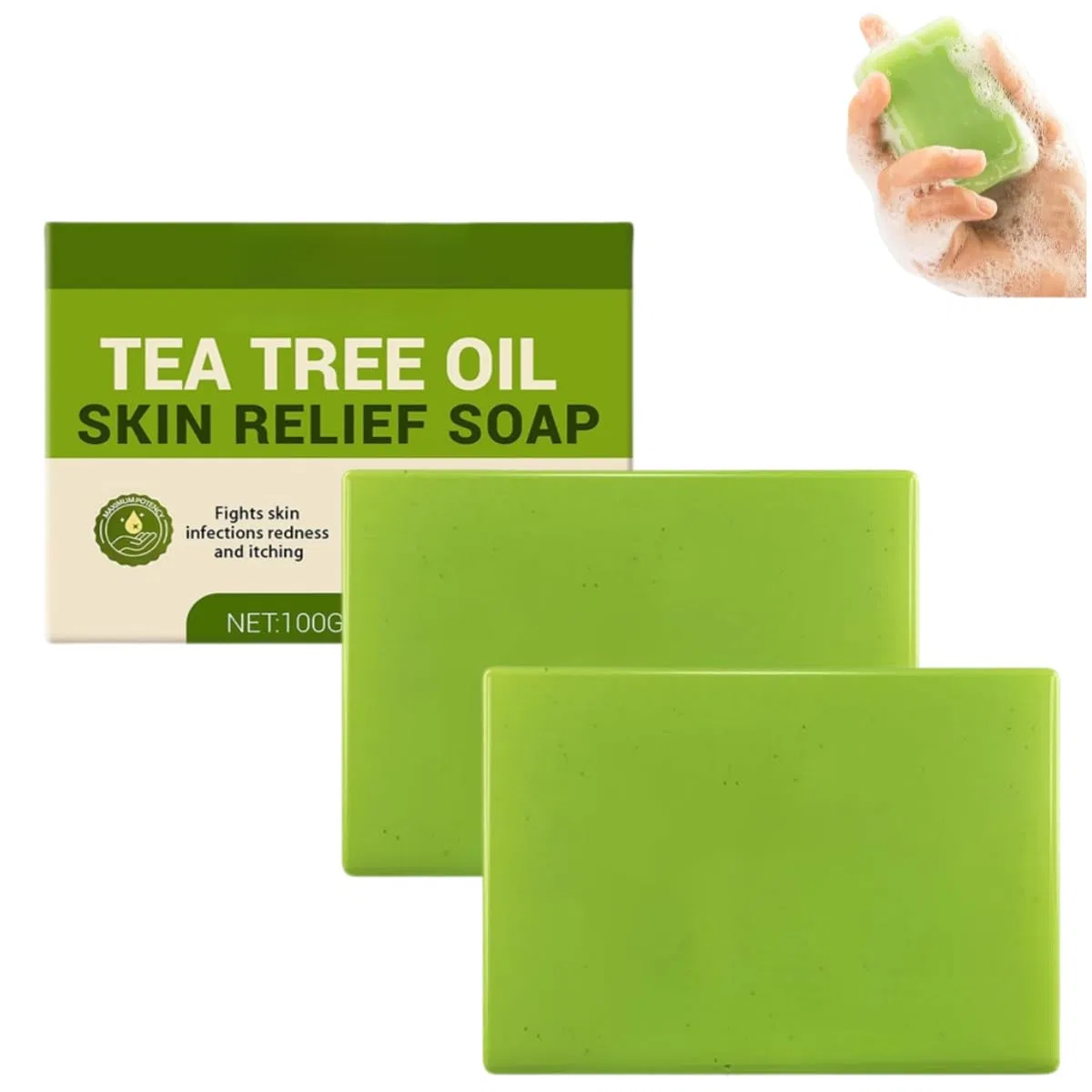 Твердое мыло с маслом чайного дерева SUYOIKHGMN, 100 г, 2PCS
