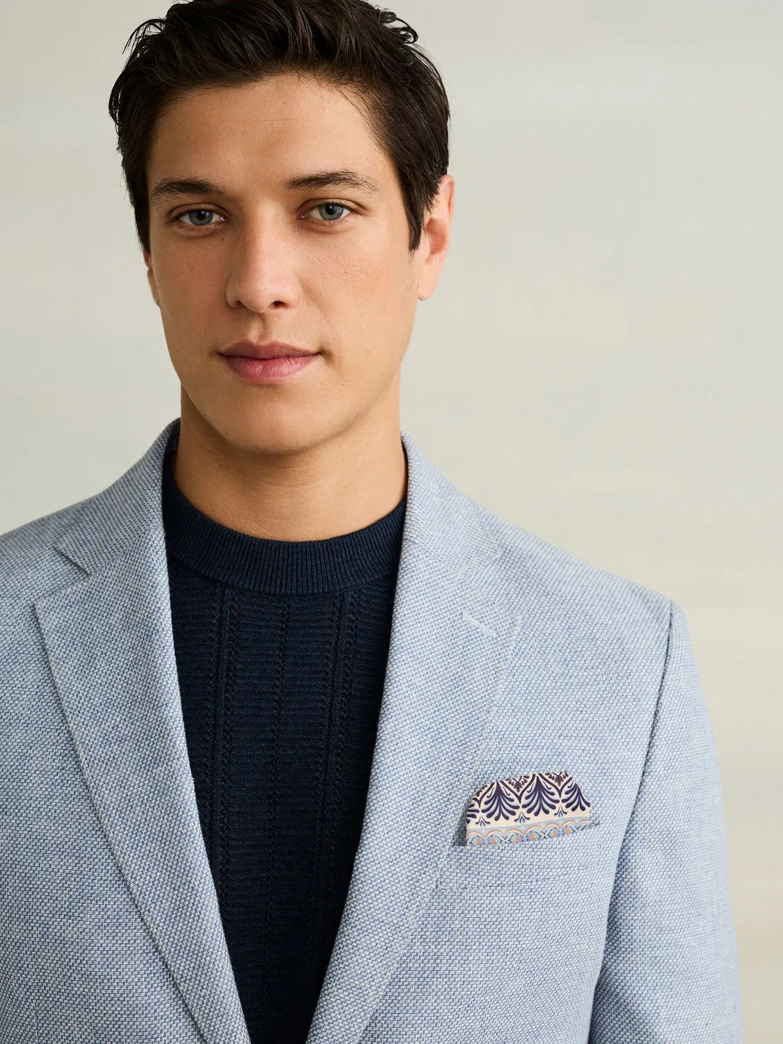 Блейзер из льняной смеси с текстурой, Chambray Blue Next