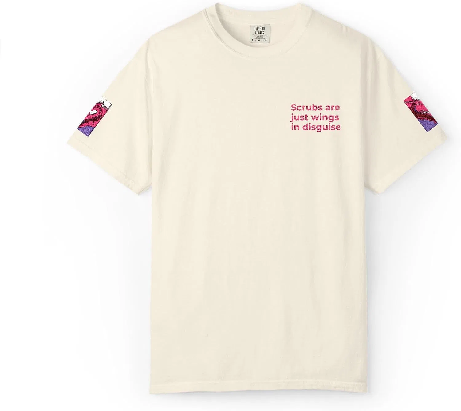 Женская футболка с цветочным акцентом на рукаве Comfort Colors, Ivory