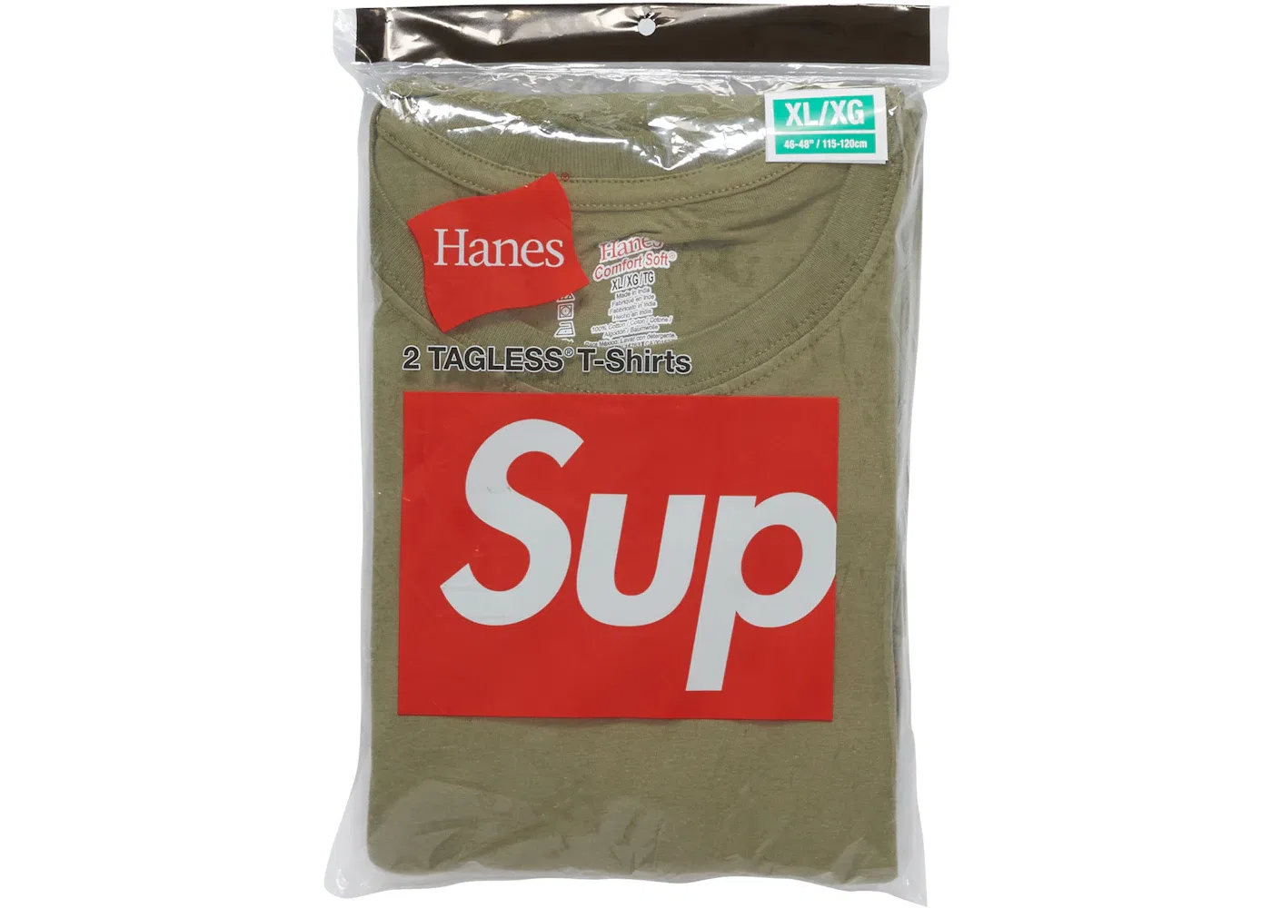Мужской комплект футболок с логотипом Supreme Tees (2 Pack), Olive — фото 2