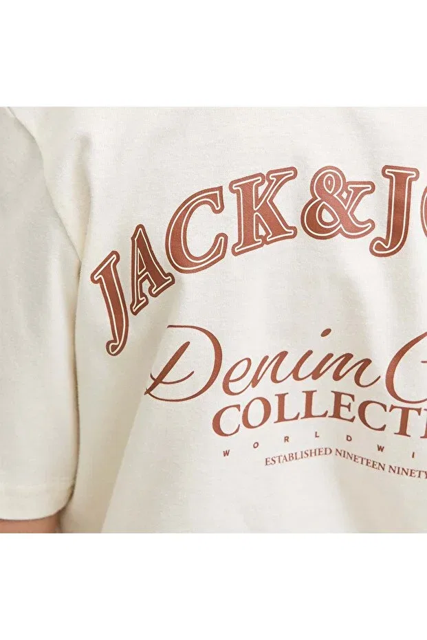 Детская футболка для мальчиков свободного кроя Jack & Jones, Ecru — фото 4
