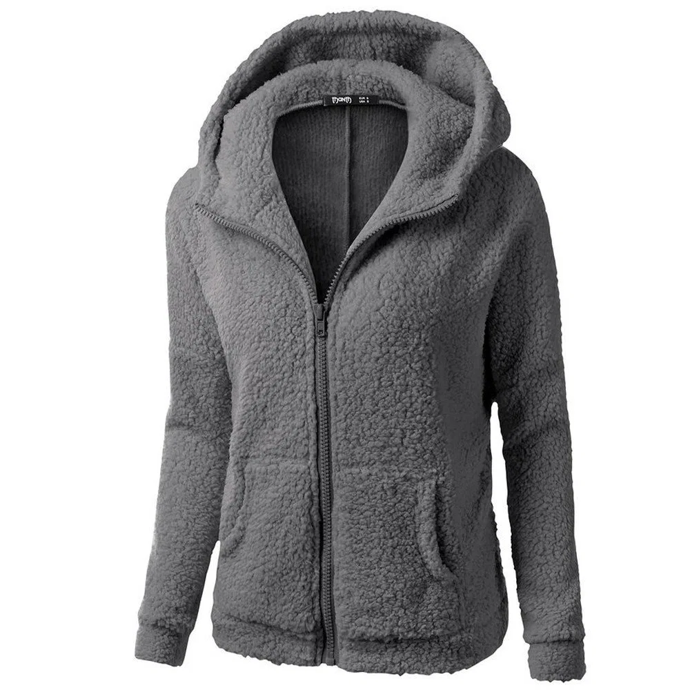 Женское зимнее пальто с капюшоном и молнией, dark grey
