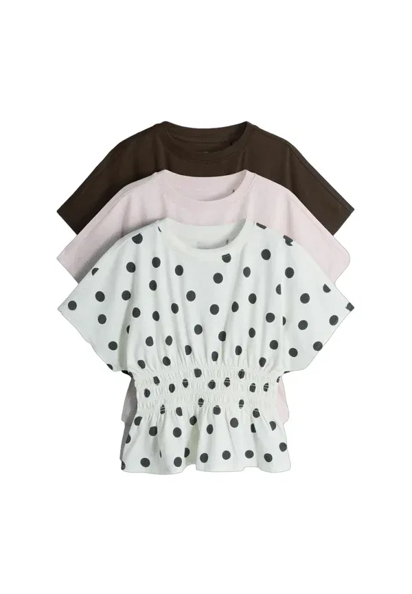 Футболки с эластичным поясом, 3 шт, Regular fit - The Set, Brown, Pink spot, розовый/коричневый — фото 4