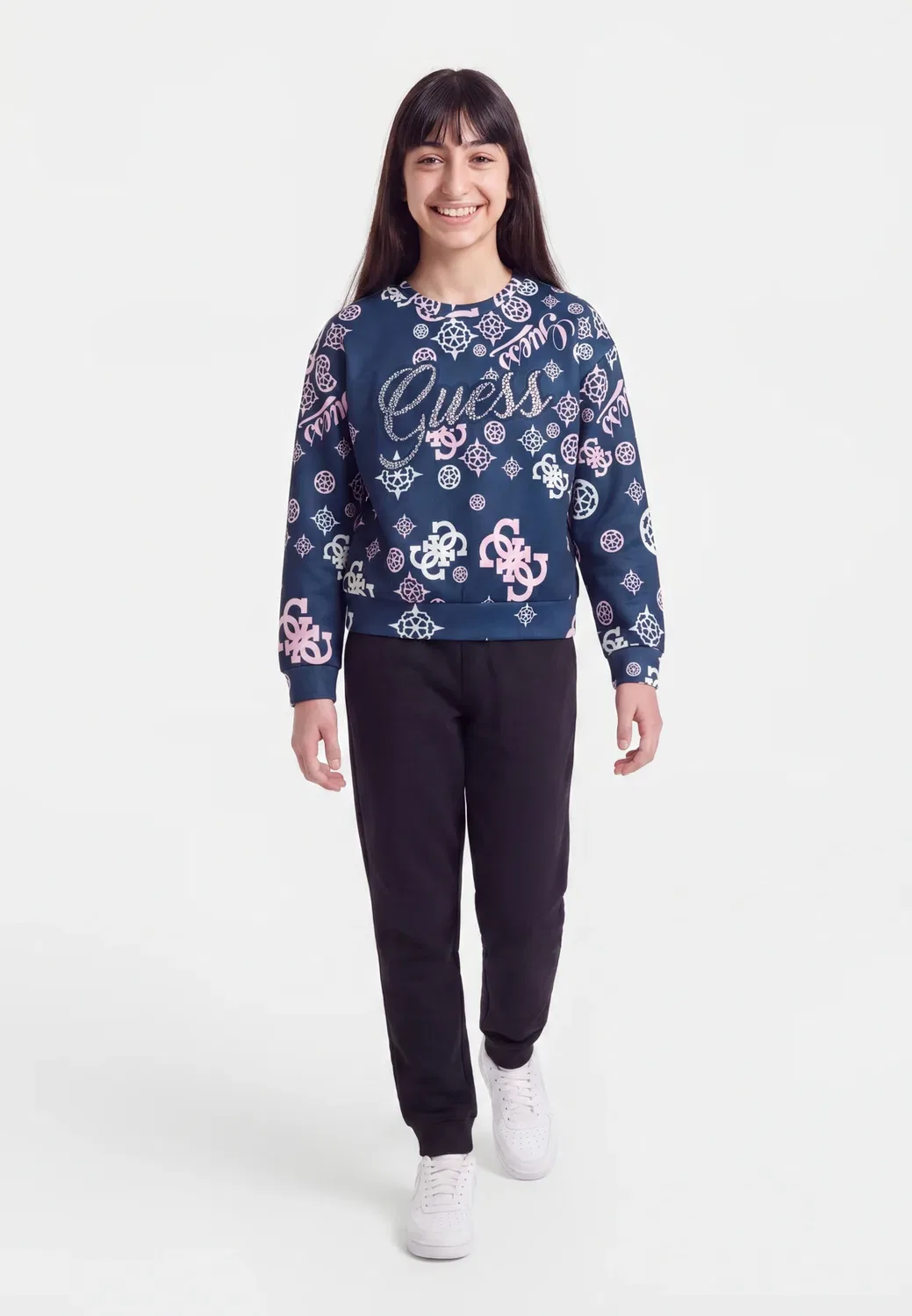 Свободная толстовка средней длины для активного отдыха Guess, Peony Blue Version