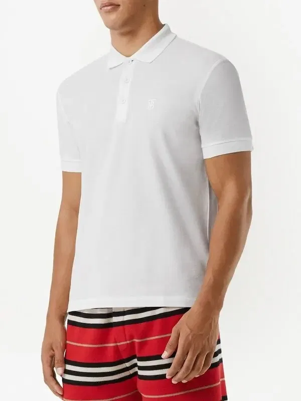 Поло с вышивкой Eddie Monogram Motif Burberry, White — фото 2