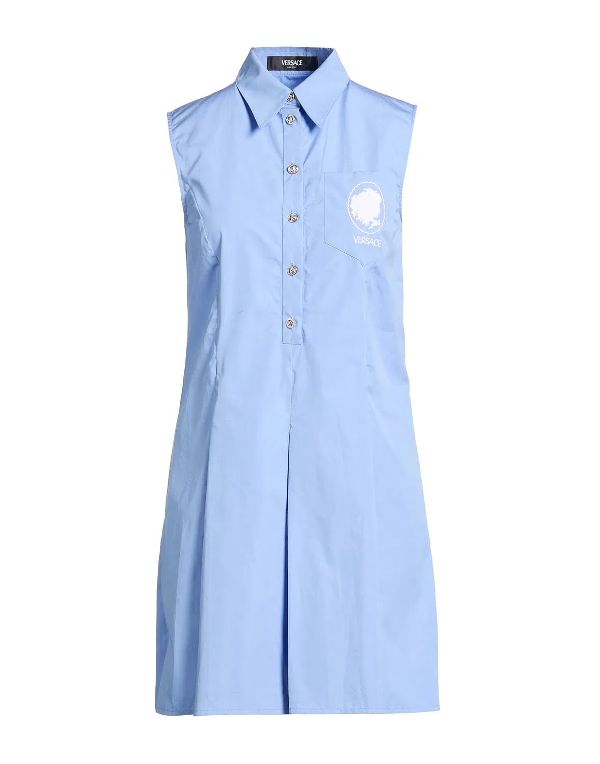 Женское платье-рубашка хлопковое Light Blue Versace, светло-синий