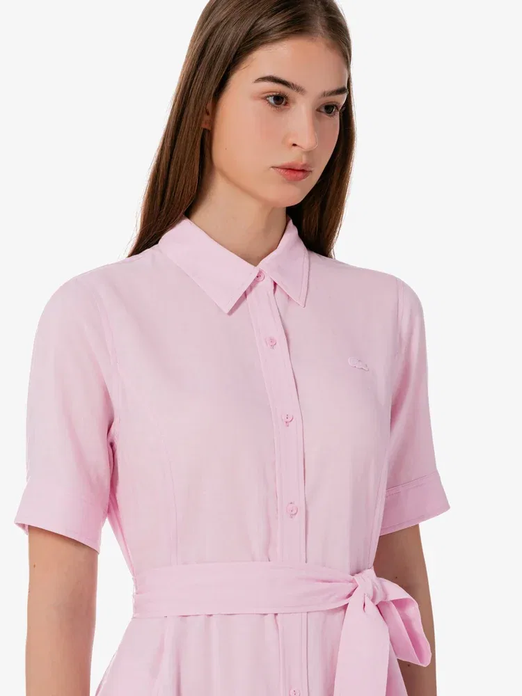 Платье-рубашка льняное LACOSTE Pink — фото 2