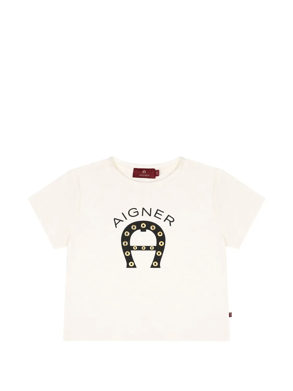 Футболка с люверсами и логотипом Aigner Kids, нейтральные цвета