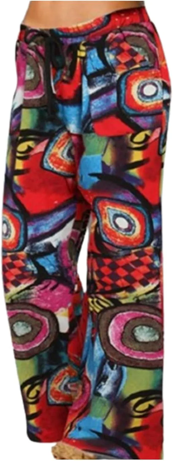 

Женские богемные широкие брюки FZYLQY с эластичным шнурком