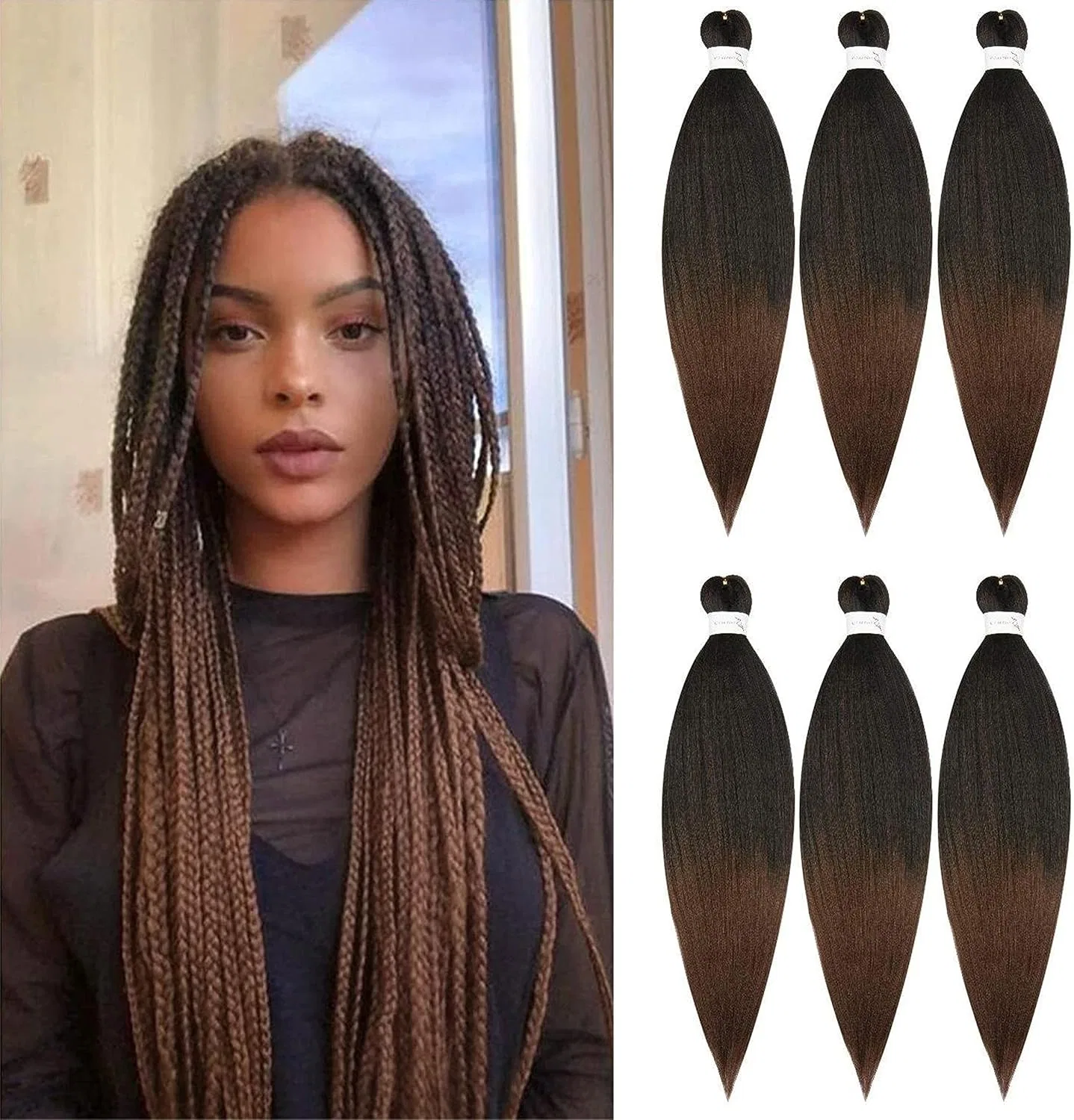 Заготовки для кос Pre-Stretched Braiding Hair, 66 см, 6 шт. Dt Cheryl, T1B-30