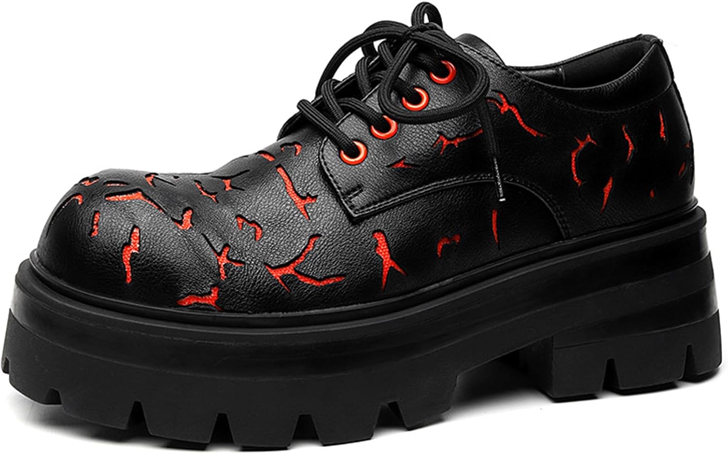 

Мужские кожаные оксфорды с текстурным узором, платформой, комфортной шнуровкой и противоскользящей подошвой, деловая обувь-дерби для повседневной и служебной носки Yherohg, красный