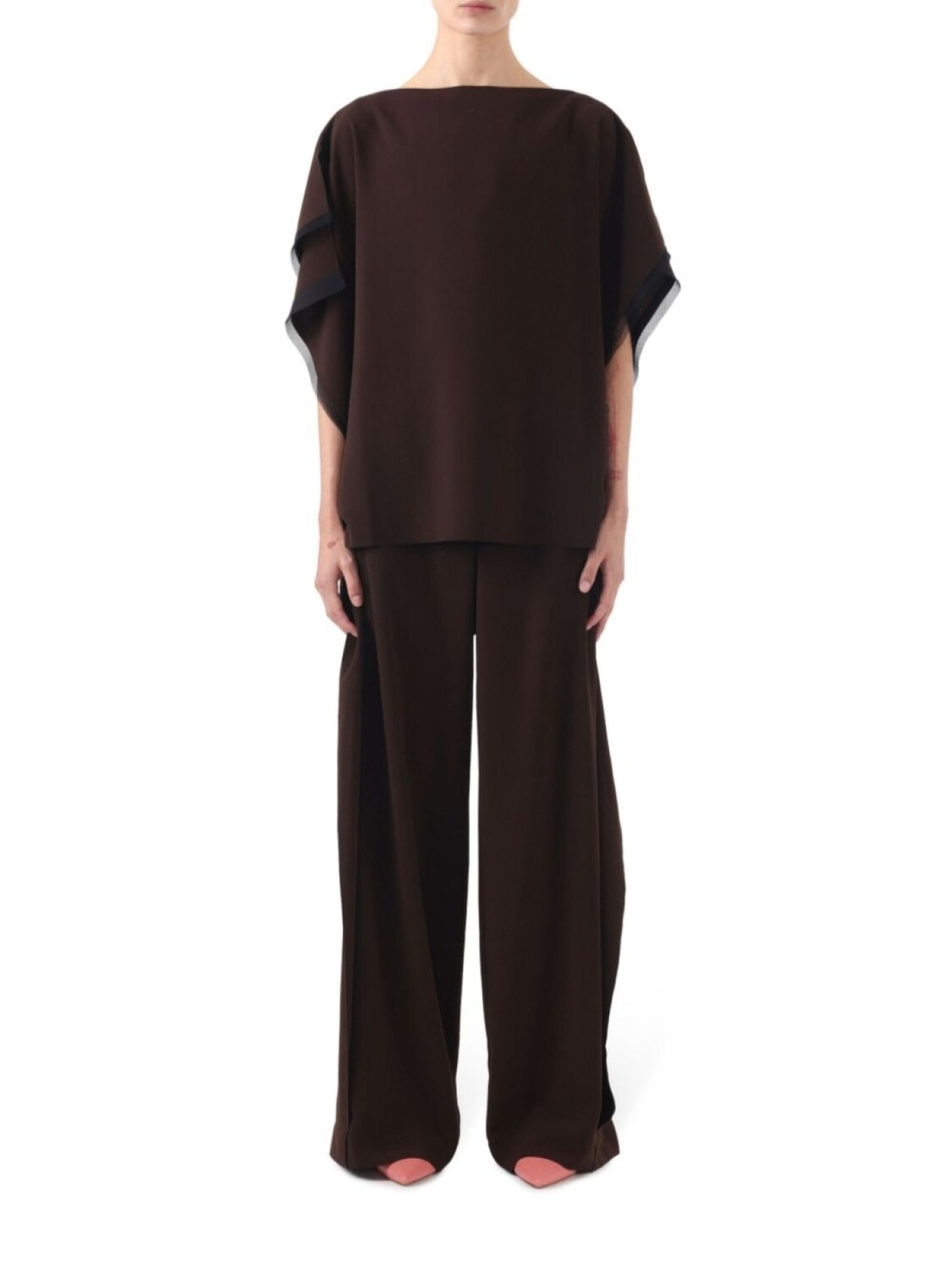 

Асимметричная креповая блузка Jason Wu Collection, коричневый