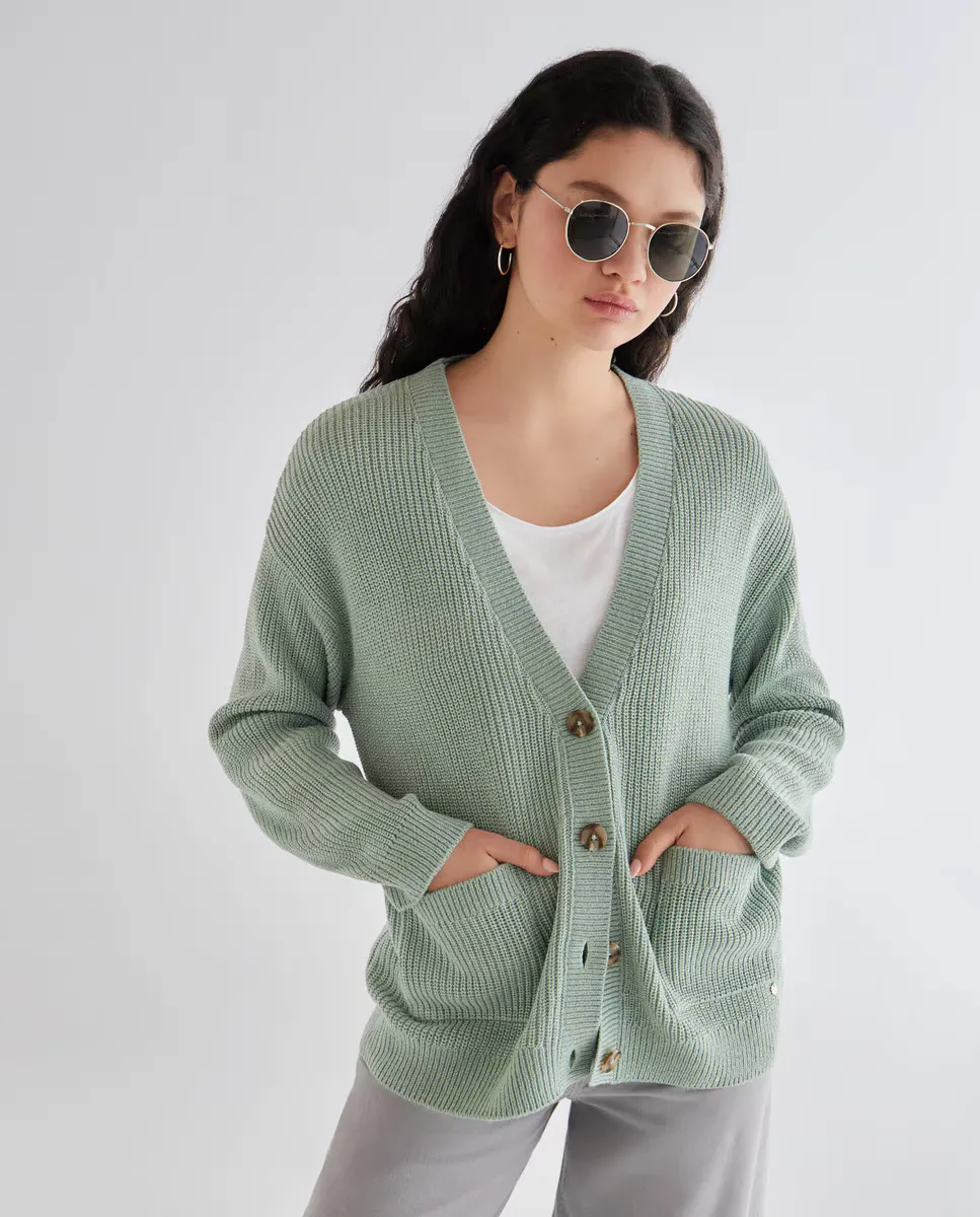 

Женский кардиган с люрексом Green Coast, цвет Jabón