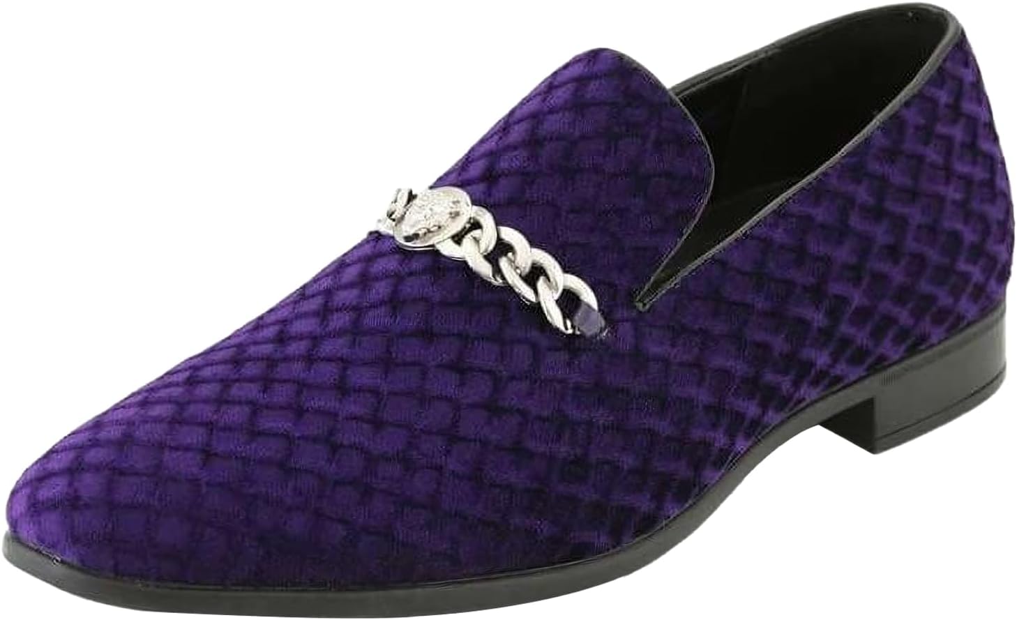 

Мужские лоферы Amali Velvet Slip-On с львиным декором, тапочки для смокинга, лоферы с металлической цепочкой, пурпурный