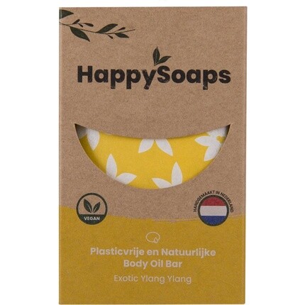 

Масло для тела Happysoaps — экзотический иланг-иланг — соблазнительный цветочный аромат, успокаивающий и увлажняющий — 100% без пластика, веганский и натуральный — 70 г