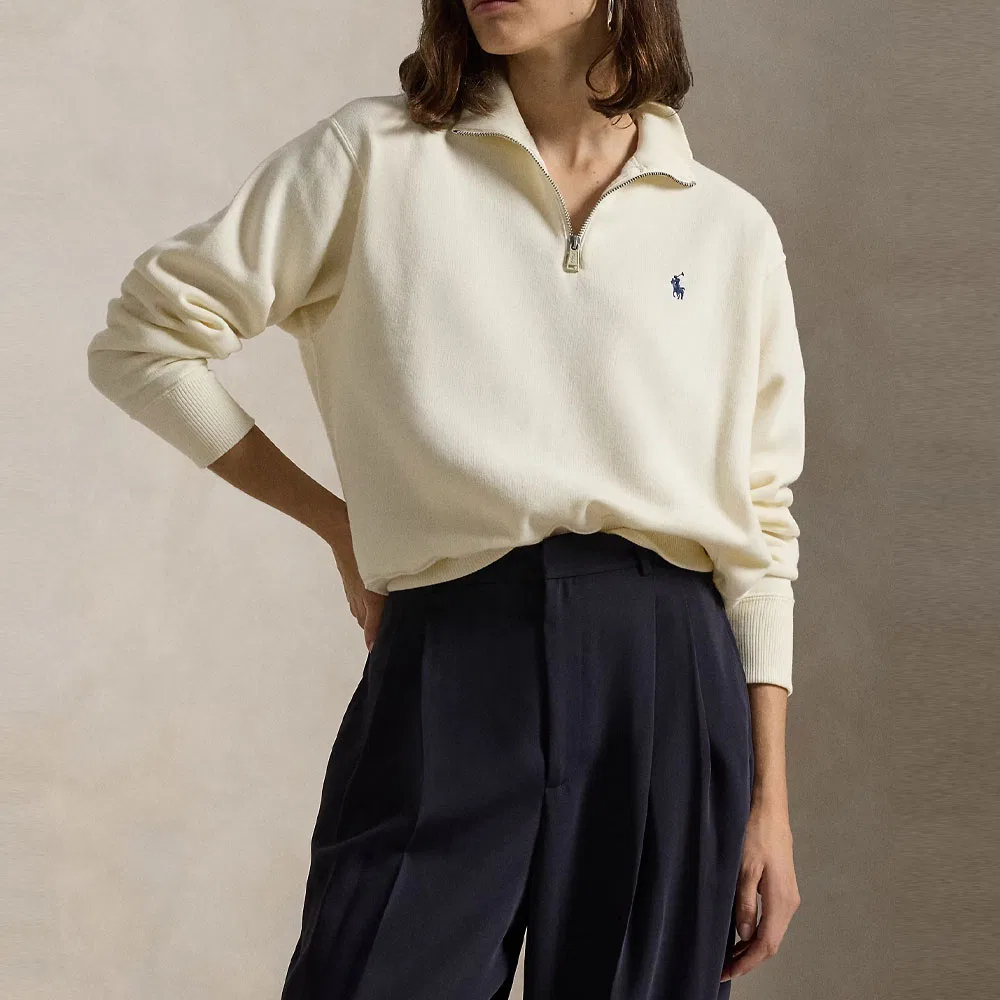 Полузастегнутая толстовка Polo Ralph Lauren бежевая — фото 4