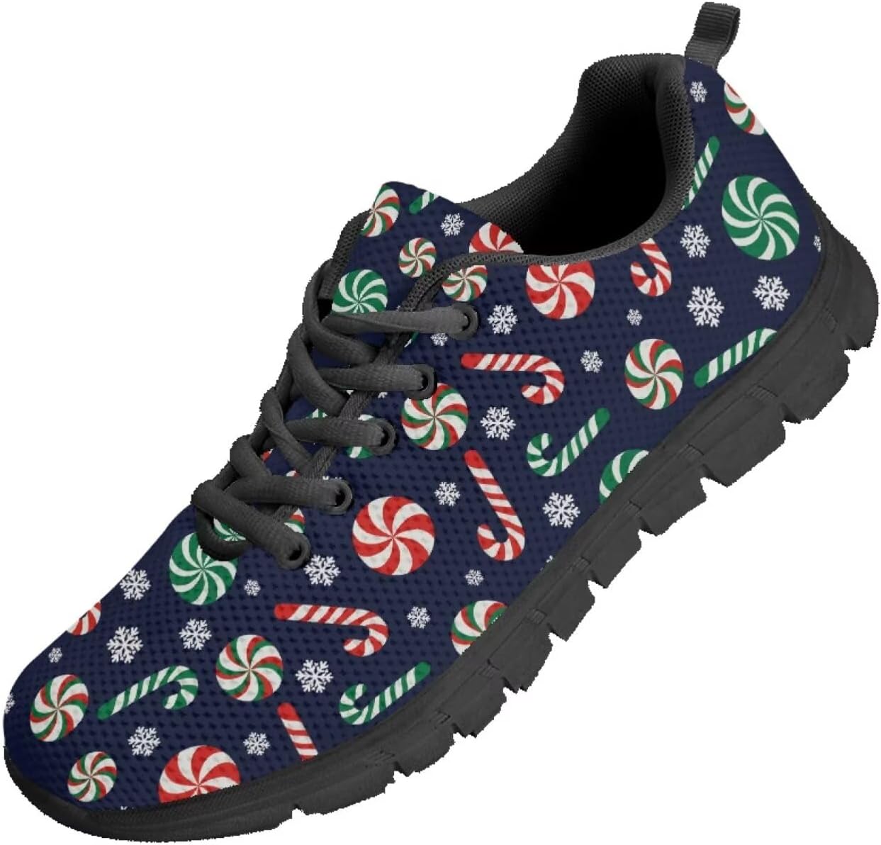 

Funnydude Забавные кроссовки с принтом для мужчин, весенние прогулочные кроссовки, повседневные теннисные туфли, дышащие кроссовки из сетки, Christmas Cane