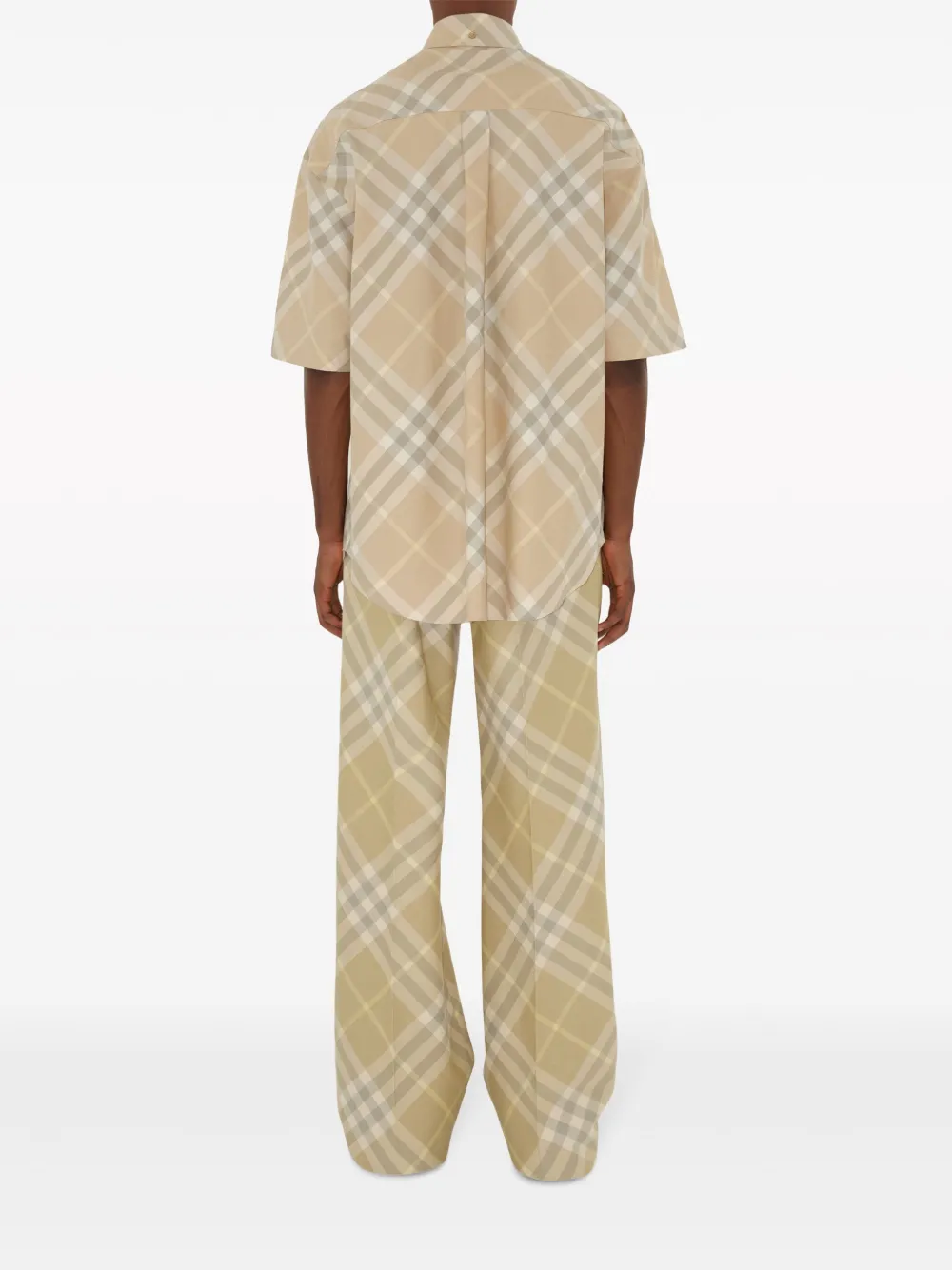Рубашка BURBERRY с короткими рукавами, клетчатая, нейтральная — фото 4