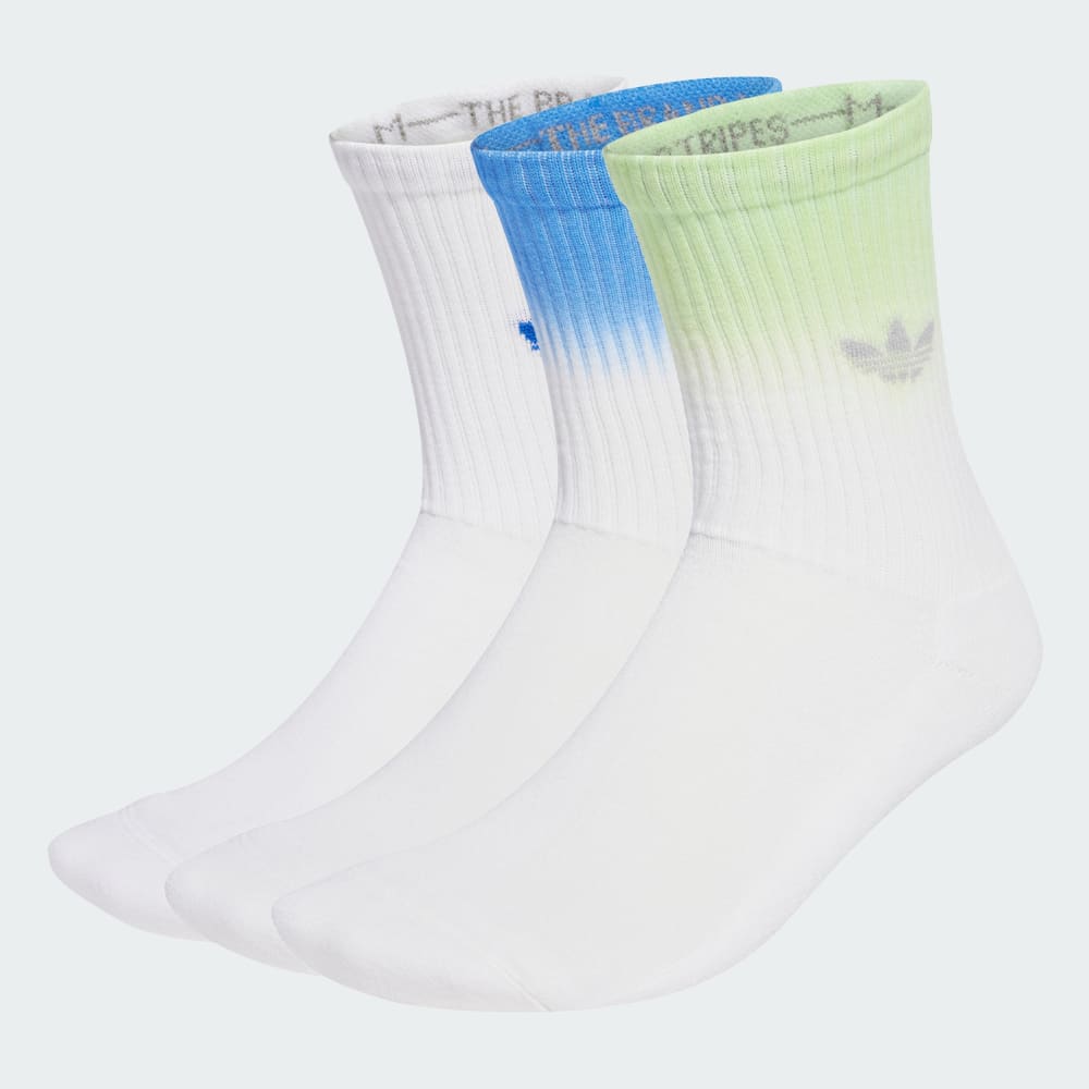 

Носки Adidas Ombre Crew Socks 3 Pairs, цвет White/Pulse Lime/Blue